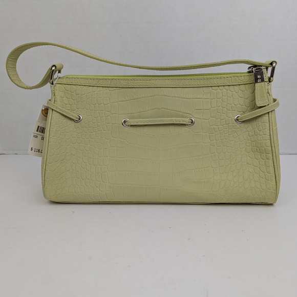 NWT Talbots Purse Crocodile Embossed Lime Green Leather Top Handle Handbag Y2K - Picture 2 of 15